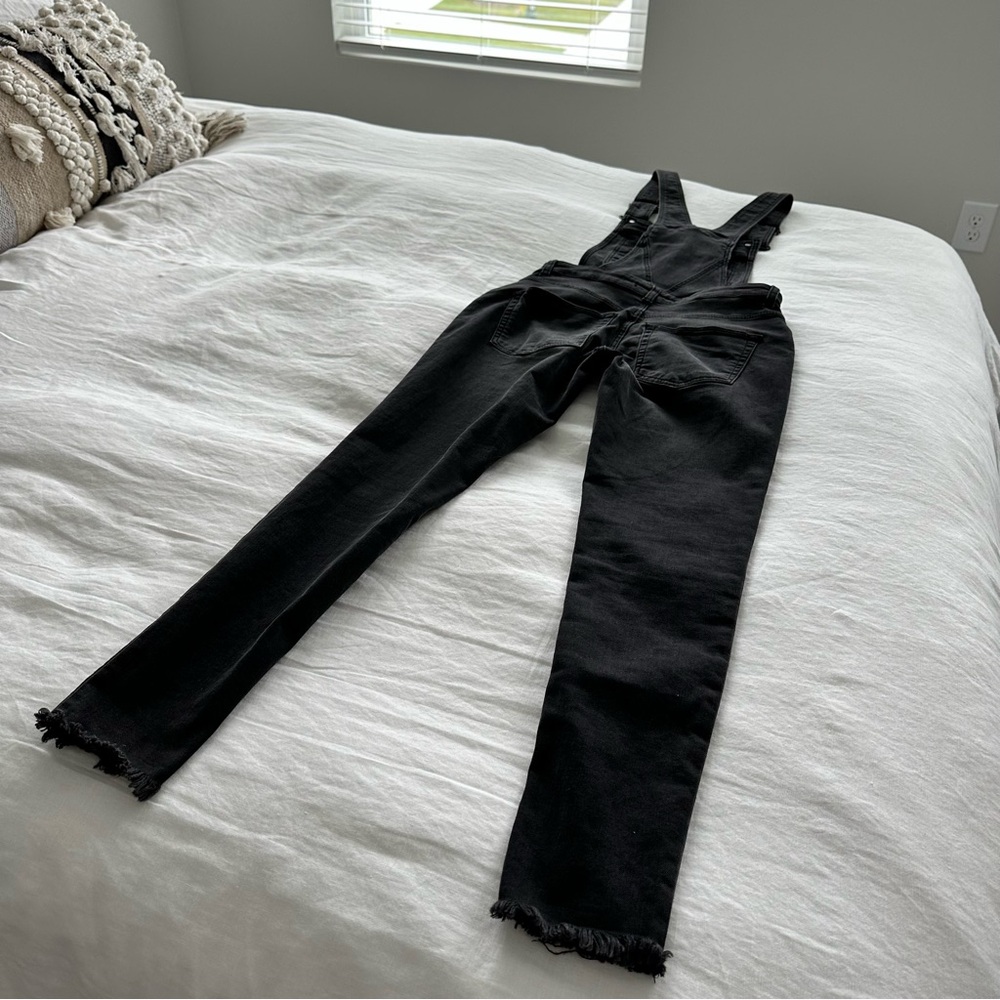 We The Free Denim Washed Black Skinny Overalls